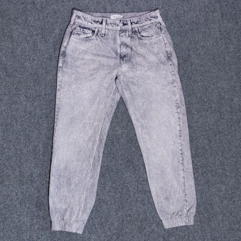 Rag & Bone Miramar Jogger Pants Women's Small French Terry Denim Gray Acid Wash